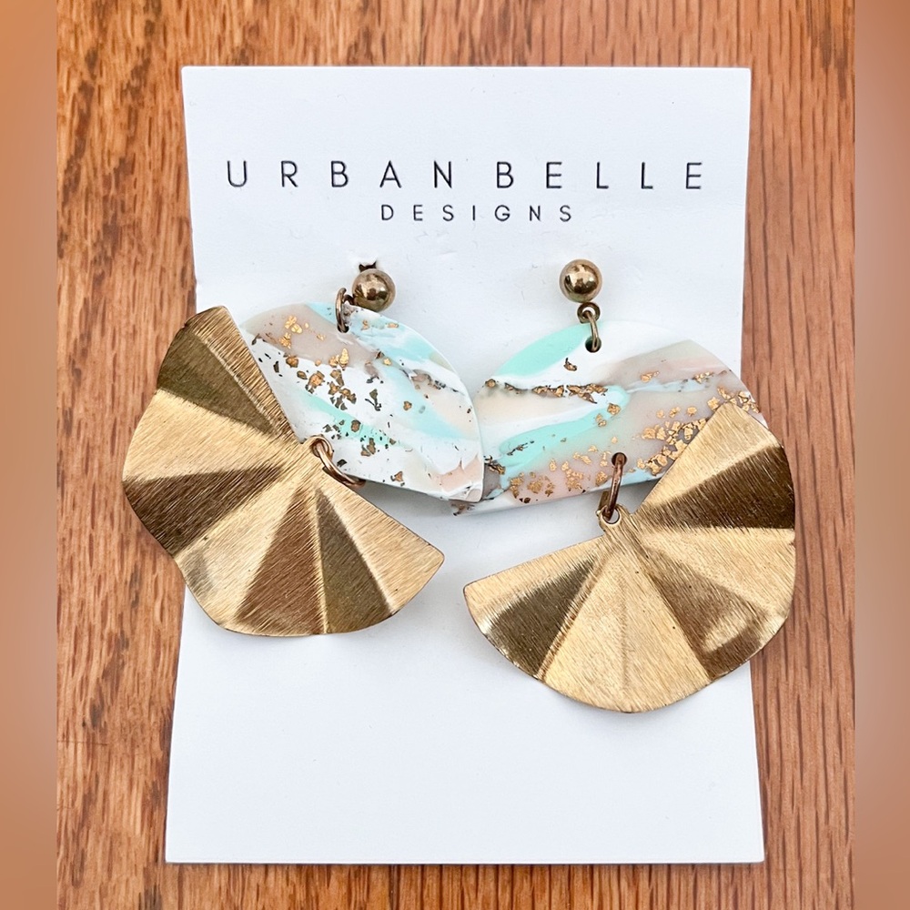 NWT Statement Fan Earrings 14k Gold Filled